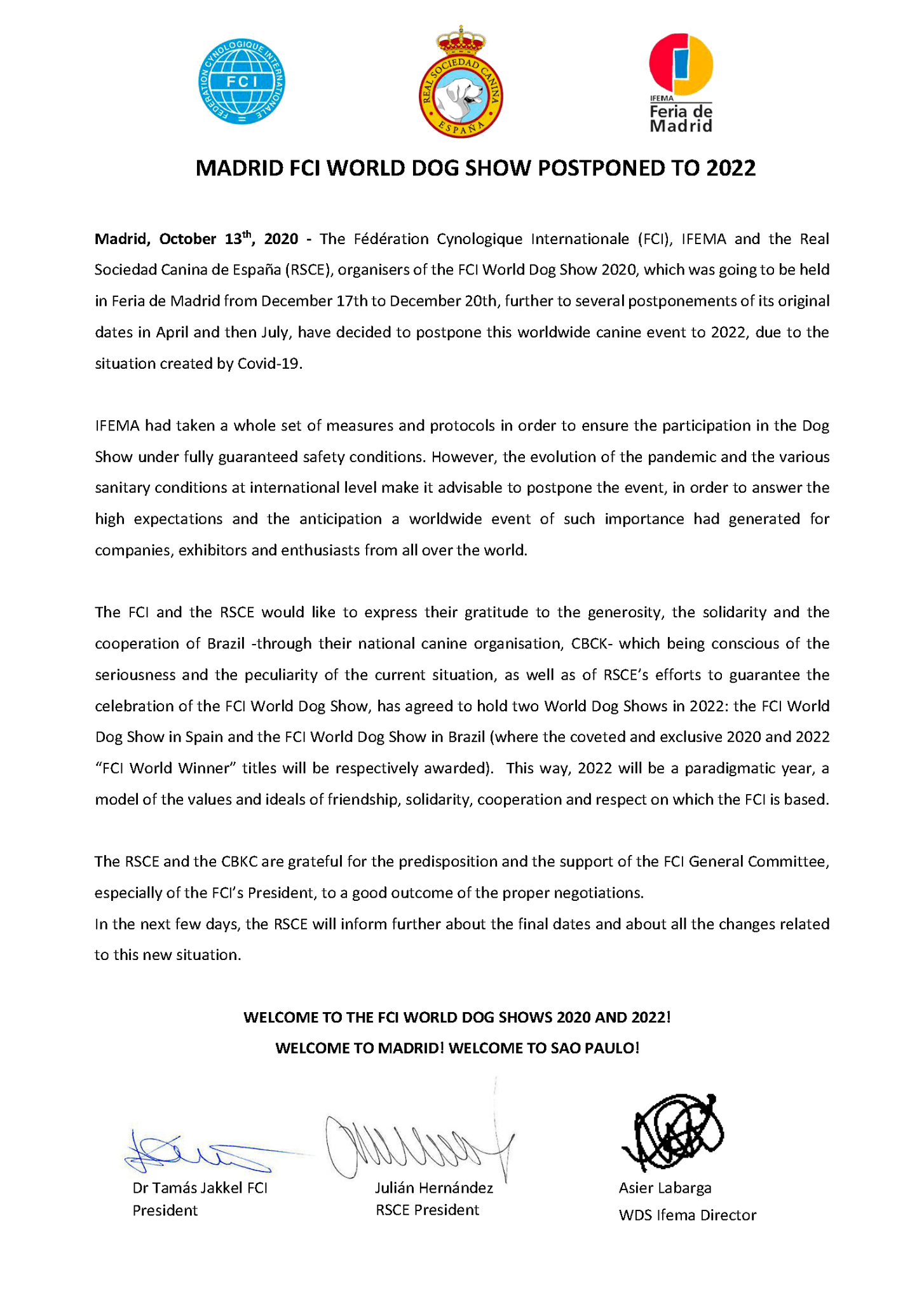 World Dog Show São Paulo Brasil 2022 Canine Unity